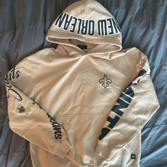 Wild Collective Unisex Medium Cream Saints Hoodie with Logo - Picture 2 of 4